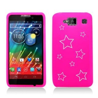 Bundle Accessory for Verizon Motorola Droid RAZR MAXX HD (NOT for RAZR or RAZR MAXX)   Star on Pink LaserArt Rubberized Designer Protective Hard Case Cover + MyDroid Transparent/Clear Decal Cell Phones & Accessories