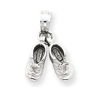 14k Gold White Gold 3 D Moveable Baby Booties Pendant Gold Baby Bootie Charm Necklace Jewelry