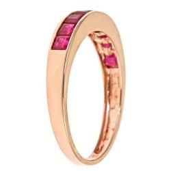D'Yach 14k Rose Gold Square cut Thai Ruby Classic Ring D'Yach Gemstone Rings