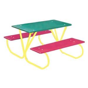 Ultra Play 3 ft. Polyethylene Green Commercial Park Portable Tabletop Preschool Table with Red Seats PY357 MC