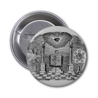 19th Century Masonic Blockcut engraving Button