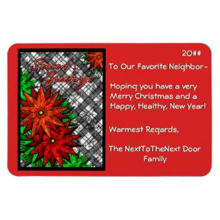 Poinsettias and Plaid (Magnetic Christmas Card)
