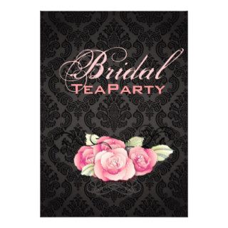 Damask Pink Floral Bridal Shower Tea Party Personalized Invite