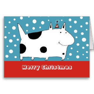 Spotted Snow Dog Christmas Card