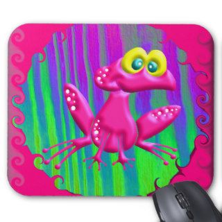 Funky Retro Peace Frog Mouse Pad