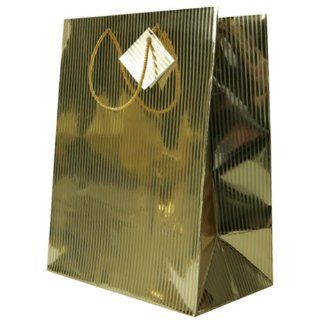 Large Gold Foil Vertical Pinstripe Shopping Bag / Gift Bag   10 x 13 x 6   sold individually Health & Personal Care