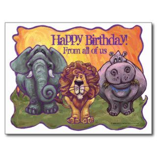 Safari Animal Happy Birthday Postcard