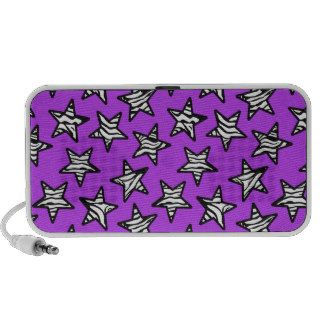 Purple zebra print stars laptop speaker