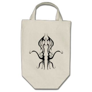 Octopus Tribal Tattoo Black and White Canvas Bags