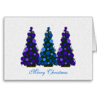 Merry Christmas Blue and Purple Trees Card