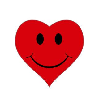 Red Heart Smiley Face Stickers