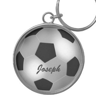 Customizable name silver Soccer Ball keychains