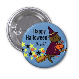 Halloween Chocolate Labrador Cartoon 1 Pinback Buttons