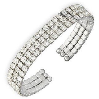 NEXTE Jewelry 14k White Gold Overlay 3 row Rhinestone Bracelet NEXTE Jewelry Gold Overlay Bracelets