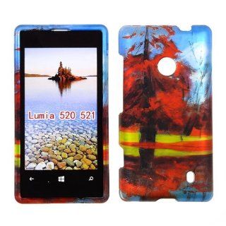 2D Red Art Tree Nokia Lumia 521 Case Cover Hard Case Snap on Cases Rubberized Touch Protector Faceplates Cell Phones & Accessories