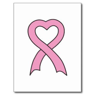 Pink Heart Ribbon Postcard
