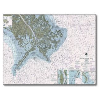 Mississippi River Delta LA MS chart postcard