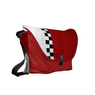 checkered stripe  red messenger bag