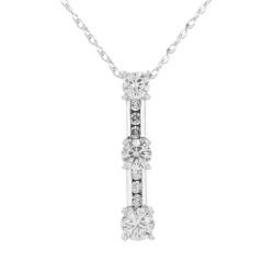 14k White Gold 1ct TDW Diamond 3 stone Necklace (H I, I1 I2) Diamond Necklaces