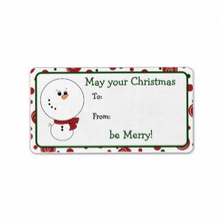 Jingle Snowman Christmas Gift Tag Custom Address Labels