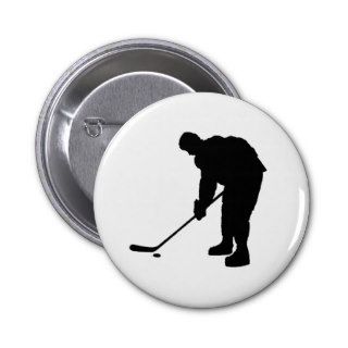 Hockey Player and puck Silhouette Pin