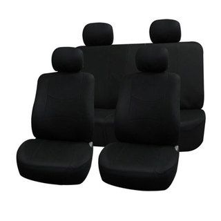 FH Group Black Car Seat Covers for Front Low Back Buckets and Solid Bench (Full Set) FH Group Car Seat Covers