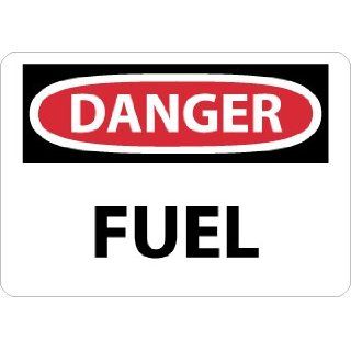 NMC D538AB OSHA Sign, Legend "DANGER   FUEL", 14" Length x 10" Height, Aluminum, Black/Red on White Industrial Warning Signs