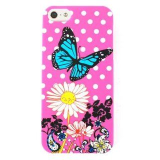 Cell Armor I5 PC TE523 Hybrid Case for iPhone 5   Retail Packaging   Butterfly and Daisy On Pink Cell Phones & Accessories