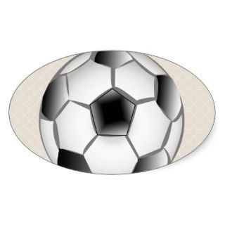 Black and White Soccer Ball Oval Stickers