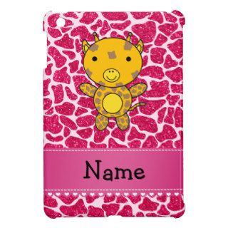 Personalized name baby giraffe hot pink glitter iPad mini cover