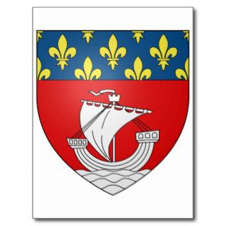 Official Blason Paris Coat Heraldry Symbol France Postcard