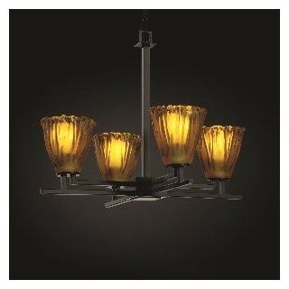 Justice Design GLA 8700 40 LACE NCKL Aero Four Light Chandelier, Glass Options LACE Lace Glass Shade, Choose Finish Black Nickel Finish, Choose Lamping Option Standard Lamping    