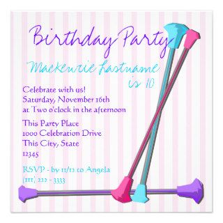 Baton Birthday Custom Invitations