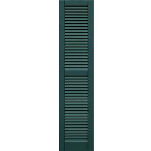 Winworks Wood Composite 15 in. x 65 in. Louvered Shutters Pair #633 Forest Green 41565633