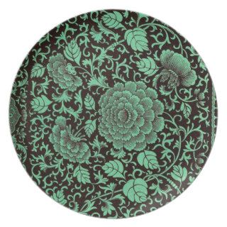 Vintage Green Flowers Plates