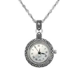 Victoria Crown TM Marcasite Watch on 24" chain Jewelry