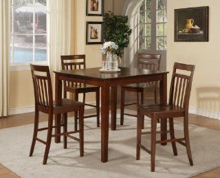 5 PC Square Counter Height Dining Room Table 4 Stools Mahogany Finish Home & Kitchen