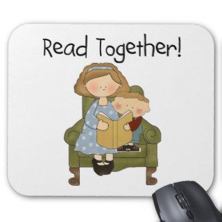 Read Together Mom and Boy Tshirts and Gifts Mousepad