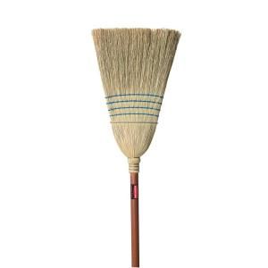 Rubbermaid Commercial Products Corn Broom with Stained/Lacquered Wood Handle FG 6383 BLU