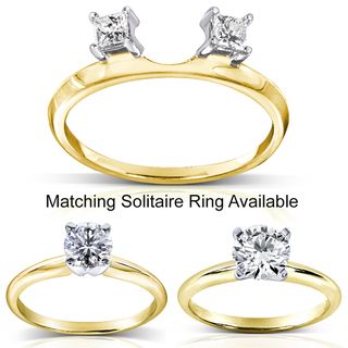Annello 14k Two tone Gold Princess Cut Diamond Wrap or Round Cut Solitaire Ring (H I, I1 I2) Annello Wraps & Guards