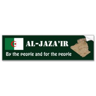 Algeria Flag + Map Bumper Sticker