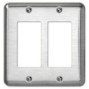 Creative Accents 2 Gang Rocker Wall Plate   Brushed Chrome 2BM127