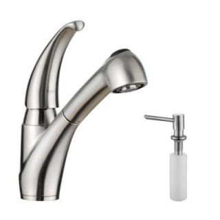 KRAUS Single Handle Pull Out Sprayer Kitchen Faucet and Soap Dispenser in Stainless Steel KPF 2110 SD20