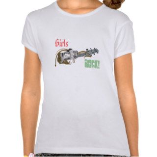 Girls Rock Guitar Funny Cool White Fashion T shirt