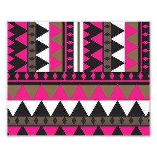 Pink Brown Geometric Andes Aztec Abstract Pattern Photographic Print