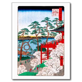 歌川広重 Kiyomizu Hall, Shinobazu Pond, Hiroshige Post Cards