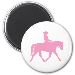 Cowgirl Riding Her Horse (pink) Fridge Magnet