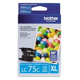 Brotherreg;   LC75C (LC 75C) High Yield Ink, 600 Page Yield, Cyan   Sold As 1 Each   Reliable OEM ink.