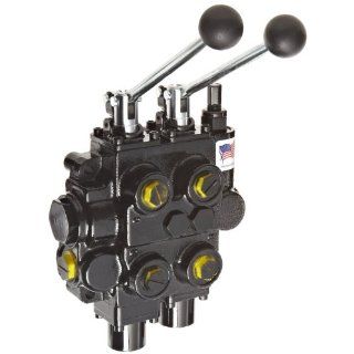 Prince RD526CCAB5A4B1E Directional Control Valve, Monoblock, Cast Iron, 2 Spool, 4 Ways, 3 Positions, Tandem, Spring Center, 3 Position Detent, No Centering Spring, Lever Handle, 3000 psi, 25 gpm, In/Out #12 SAE, Work #10 SAE Hydraulic Directional Contro