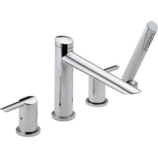 Delta Compel 2 Handle Deck Mount Roman Tub Faucet Trim Kit Only with Hand Shower in Chrome (Valve Not Included) T4761